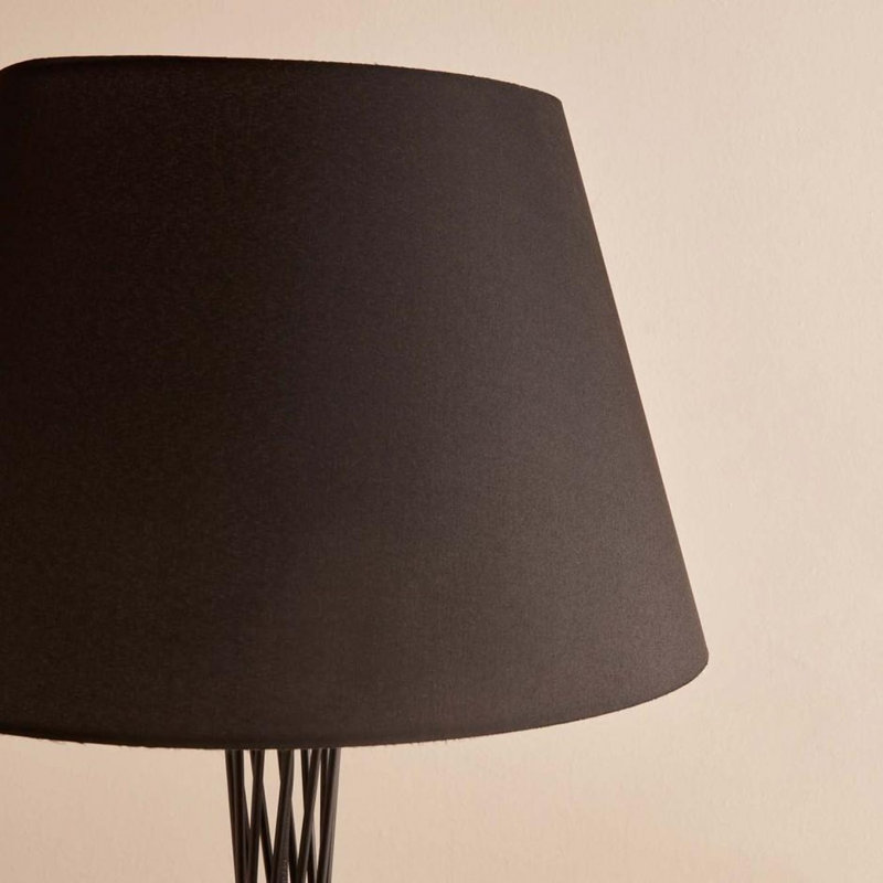 Elegant Floor Lamp, Black Fabric Shade, 56.7 inches Tall | Sturdy 100% Metal Frame | 15.0 inches Diameter Shade | E27 Socket, Max 40W | Perfect for Living Room, Bedroom, or Office | Modern & Stylish Lighting Solution