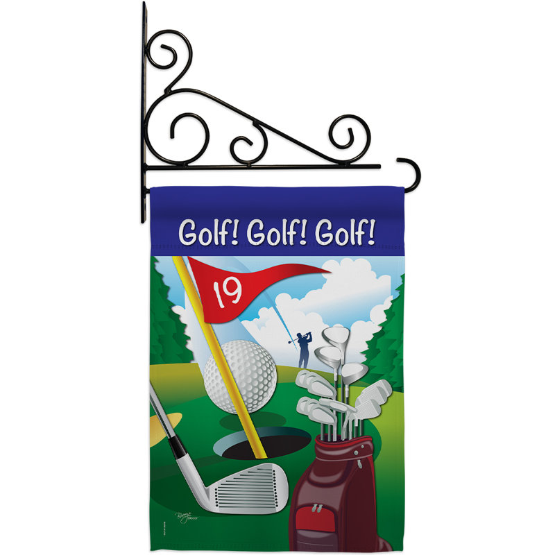 Golf ! Polyester à 2 faces 19 x 13 po Ensemble de drapeaux
