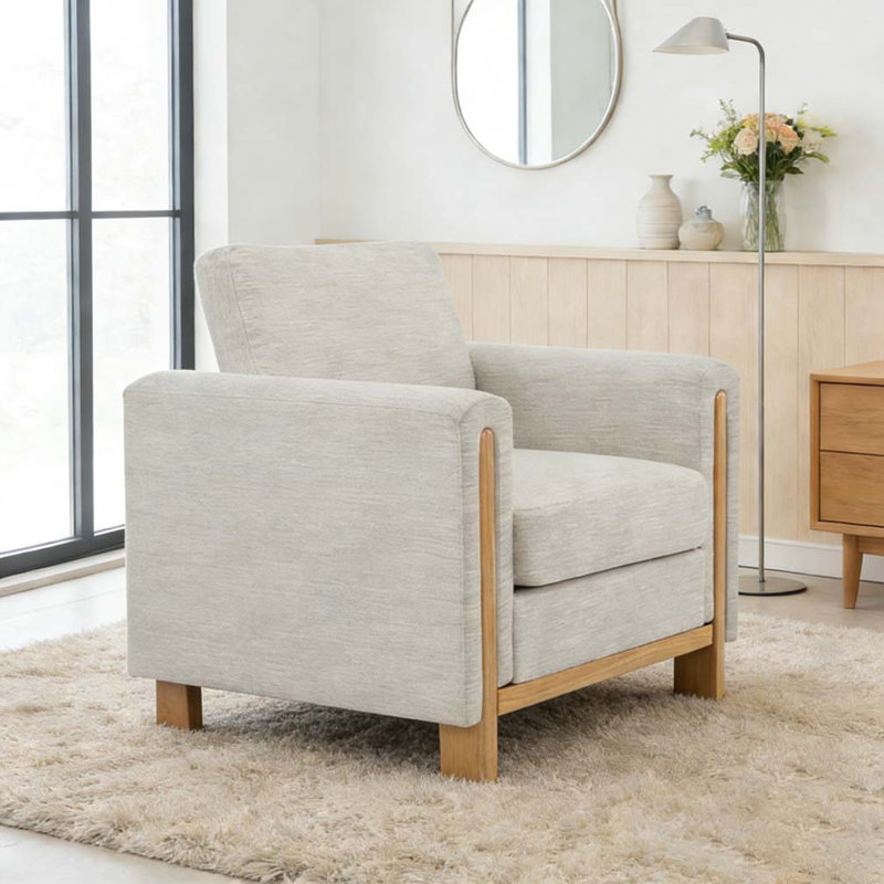Fauteuil rembourré en tissu, Beige