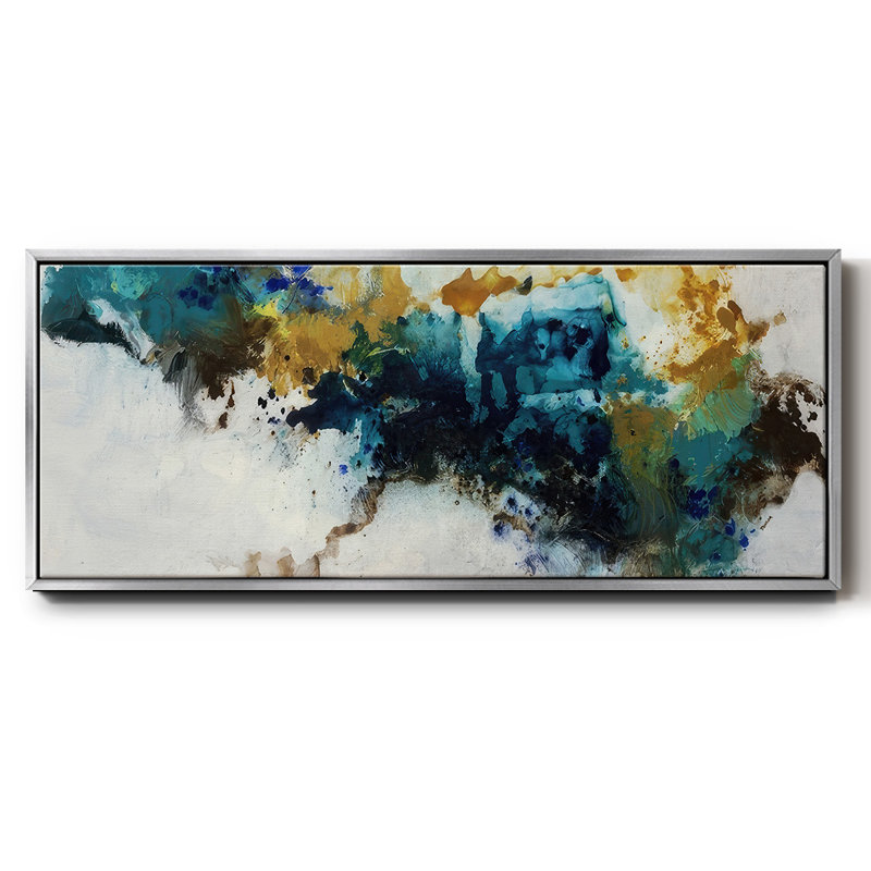 Teal Splat - toile encadrée, H 20 po x l 50 po
