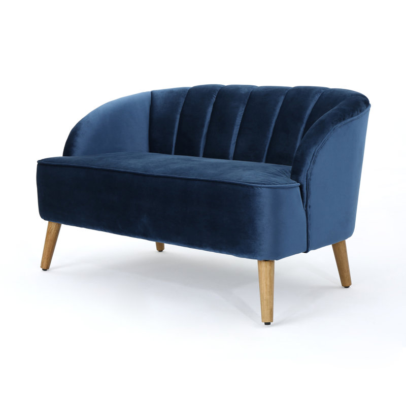 Canapé à accoudoirs encastrés Snowhill, Velours cobalt