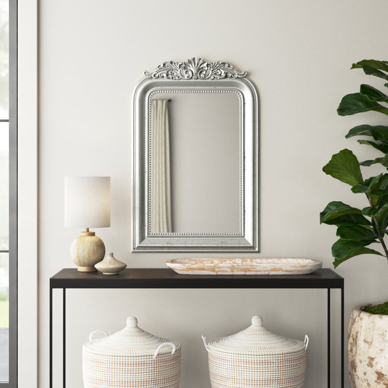 Alzubair Engineered Wood Arch Wall Mirror, Silver