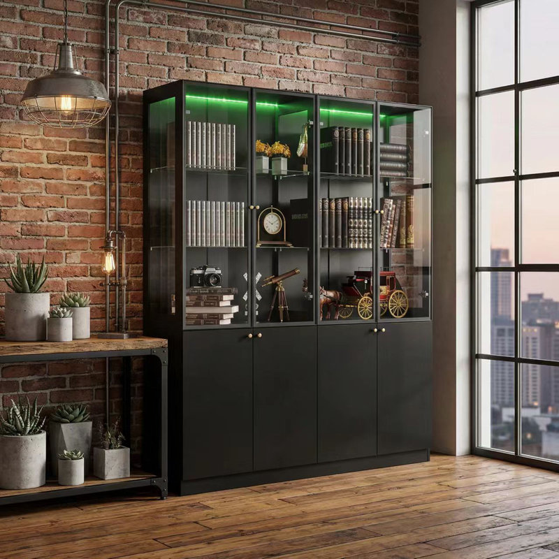 78.7" H 8-Door Glass Display Stand With LED Lighting