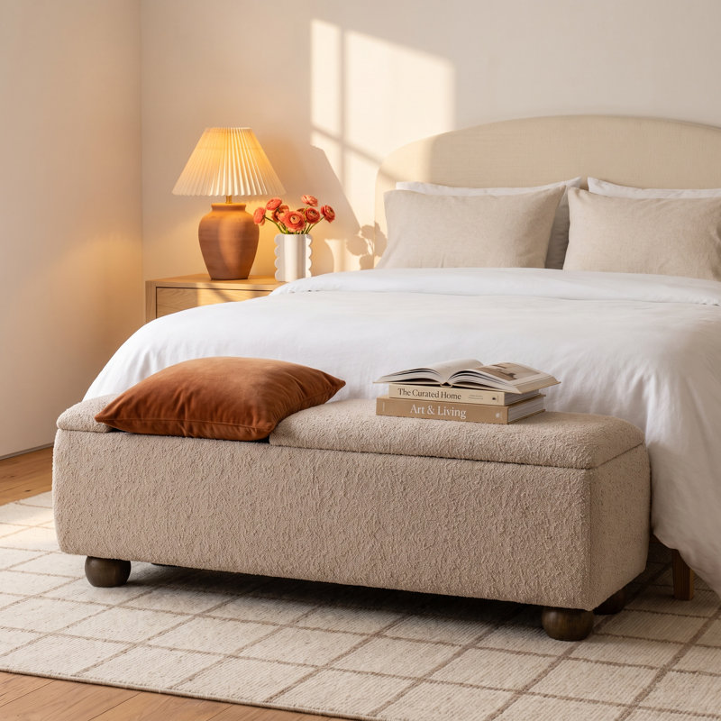 Kerta Boucle Upholstered Storage Bench