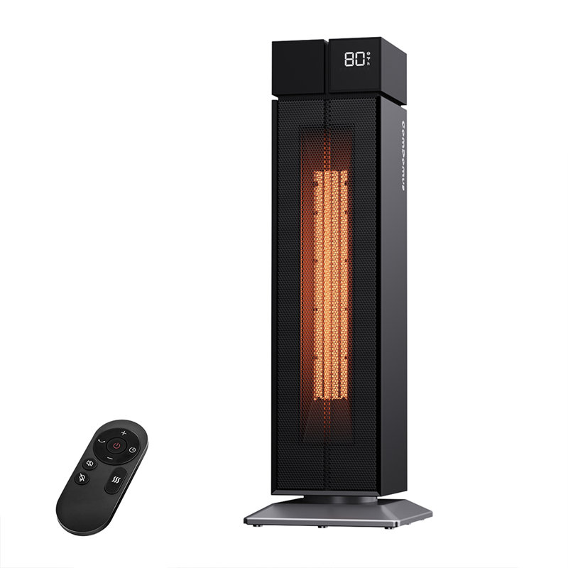 Chaufferette 25 po avec oscillation de 120 °, 3 niveaux de chaleur, 3 modes, plusieurs protections de sécurité, minuterie 12H, chauffe-tour en céramique noire pour la chambre à coucher