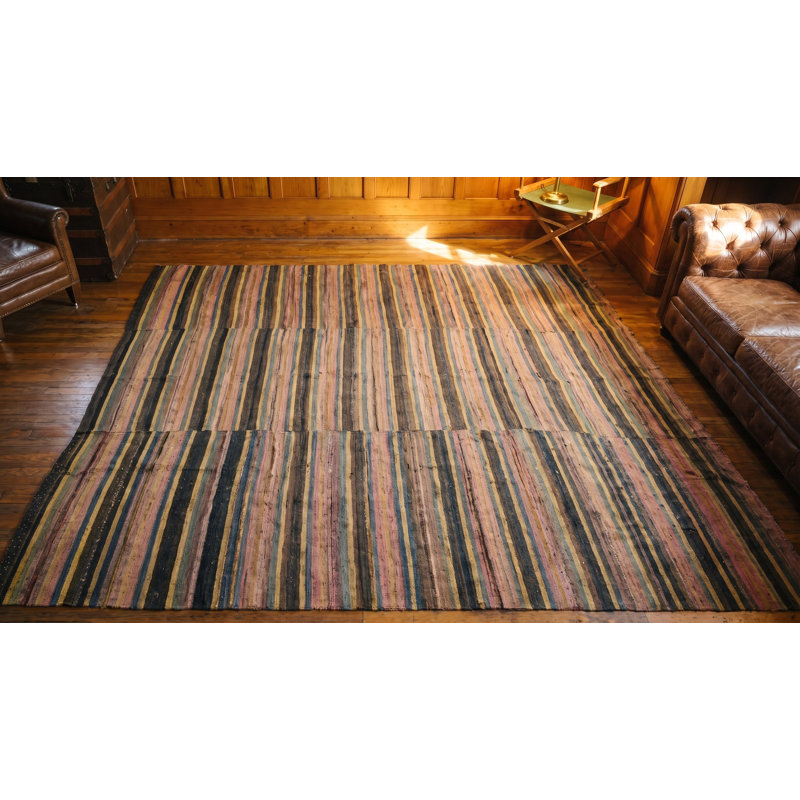 Antique American Rag Rug America Knotted