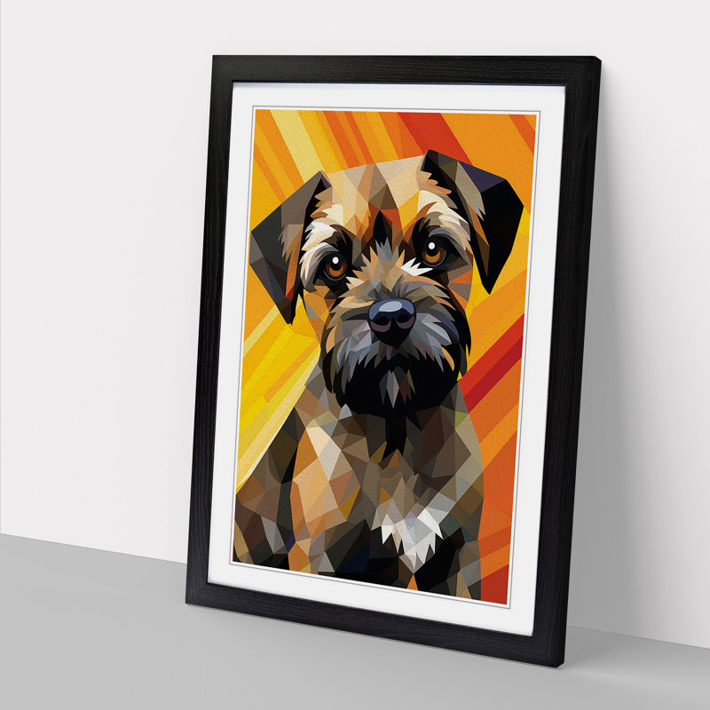 Border Terrier Op No.2 - Single Picture Frame Print on Wood, Black Framed, 64cm H x 46cm W x 2cm D