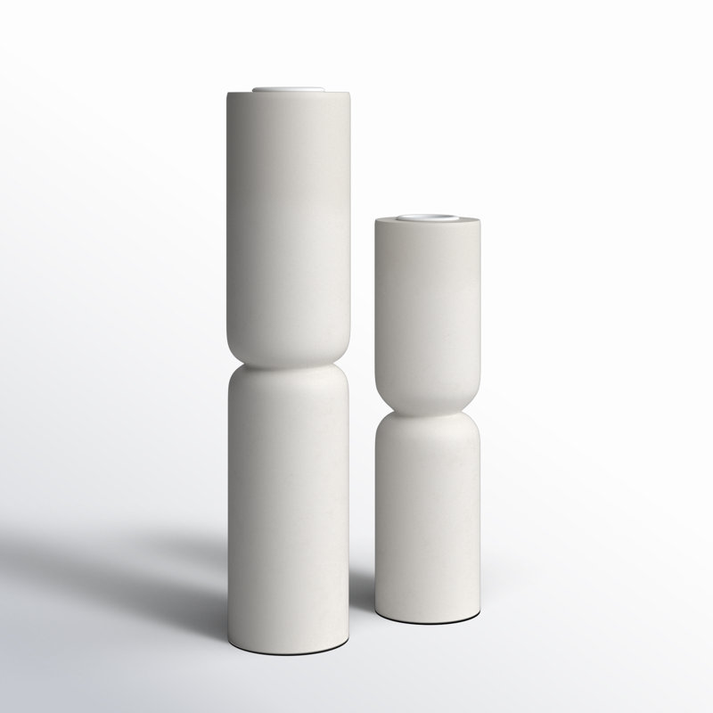 2 Piece Wood Tabletop Pillar Set, White