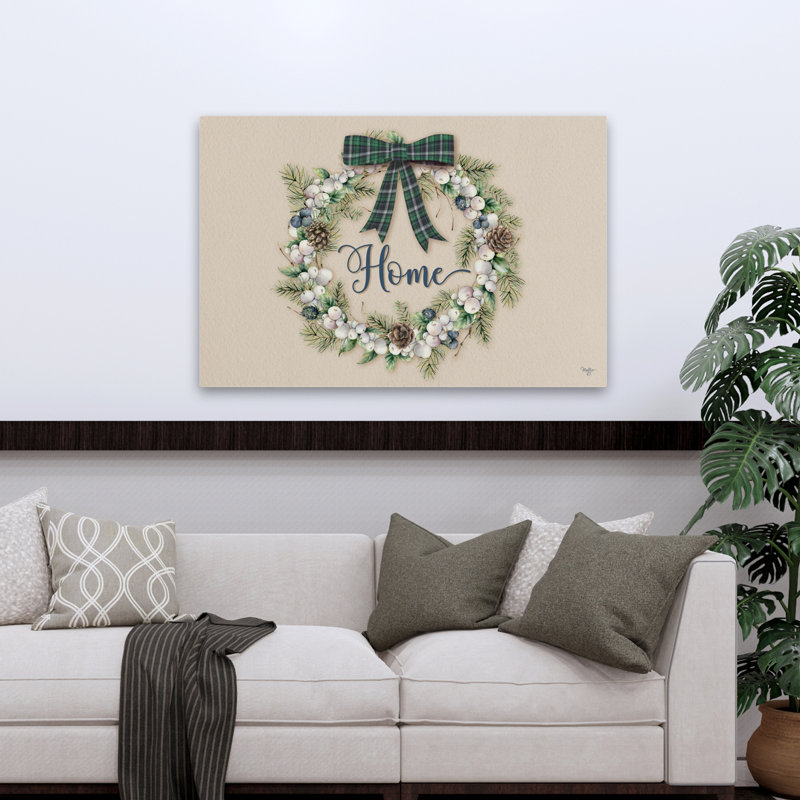 Winterberry Home Wreath - Couronne contemporaine à motif écossais, H 32 po x l 48 po