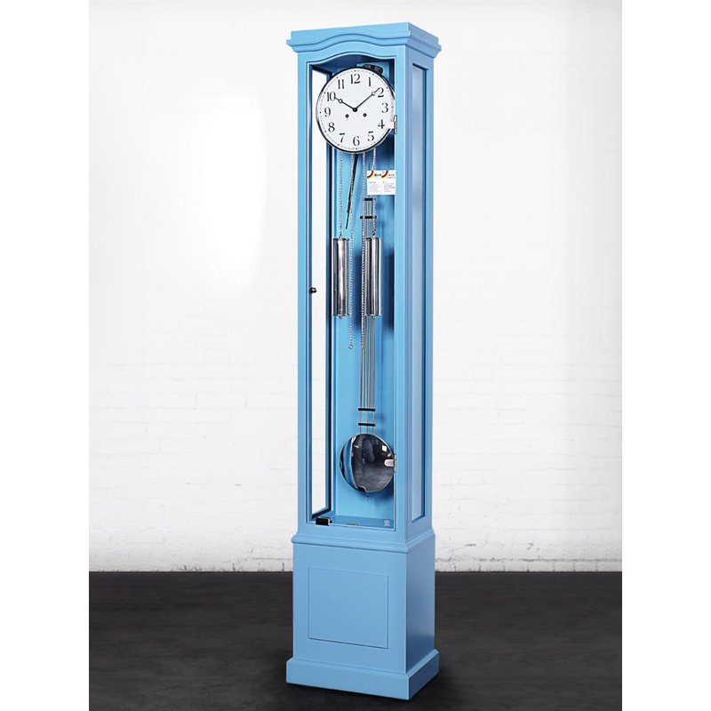 Horloge mécanique grand-père en noyer noir, sous verre, ornement de chambre