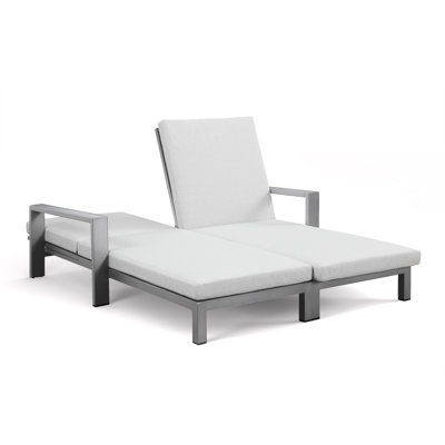 Hoyt Outdoor Metal Double Chaise Lounge