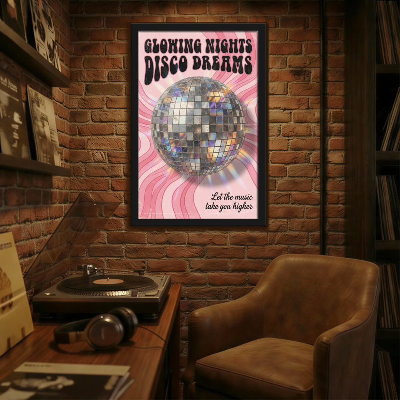 Abstract Glowing Nights Disco Dreams Pattern Print, 18" H x 12" W
