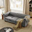 Chesterfield Sofa Tufted  Upholstered PU 3-Seater Sofa Scrolled Arms With Nailhead Decoration, DGY (88.5'X37'x28')