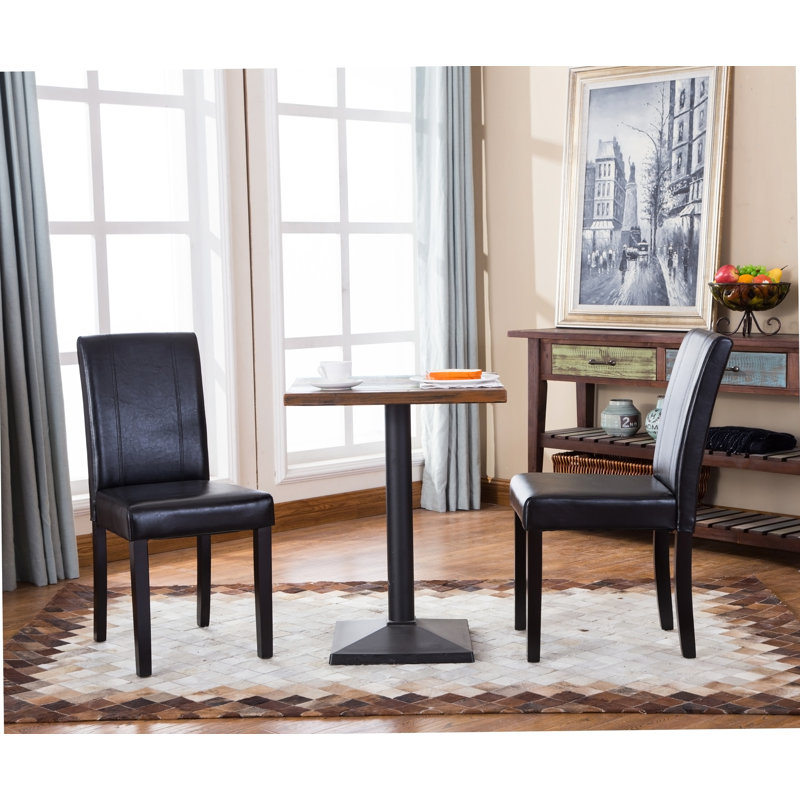 Chaise Parson rembourrée en similicuir de style urbain, noir, ensemble de 2, Black