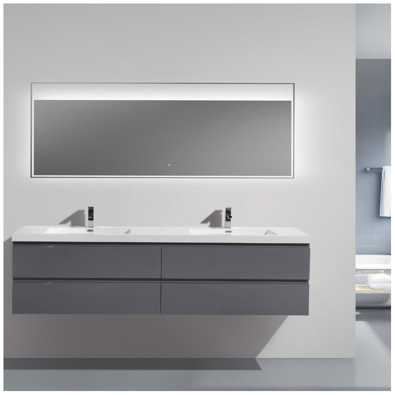 Ensemble de meuble-lavabo double 84 po Bobijo, Gris ultrabrillant