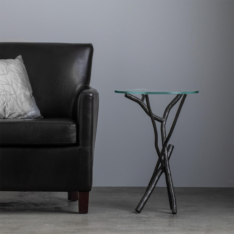 Brindille Glass Top Accent Table, Bronze
