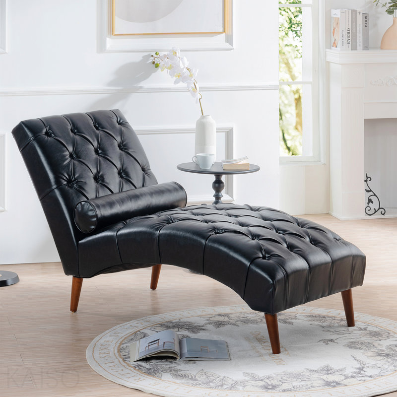 Upholstered Chaise Lounge, Black