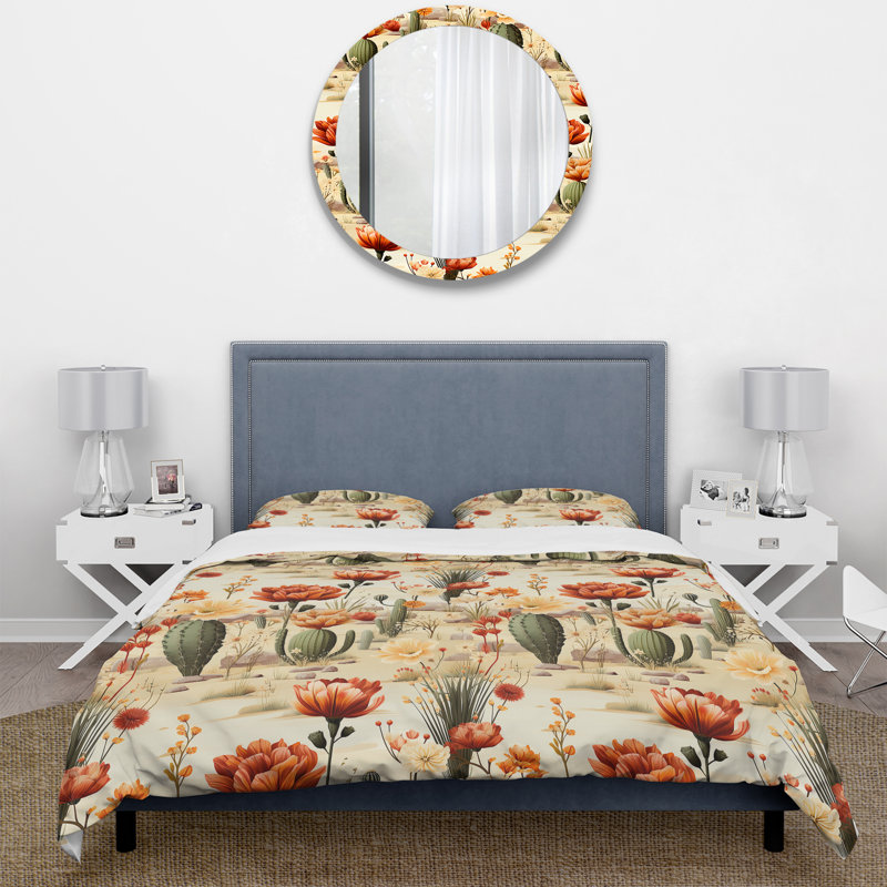 Ensemble de housse de couette Cactus Desert Dreams Boho, Housse de couette pour grand lit et 2 taies décor