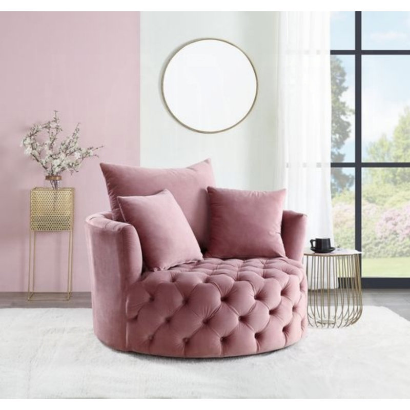 Fauteuil d'appoint pivotant Habak, Rose