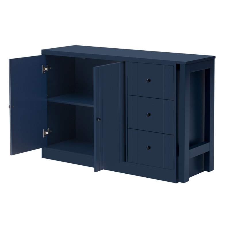 American Traditional Style 89.7'' Sideboard, Pull - Out Table For Dining, 2 Doors And 3 Drawers Storage In Foyer Sideboard With Dining Table, Adjustable Shelves Smooth Drawers, Study Living Room