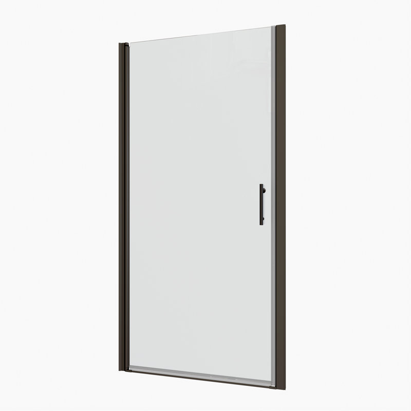 Porte de douche pivotante universelle à ouverture de 1 3/8 po, avec ouverture extérieure, avec finition en verre trempé de 1/4 po