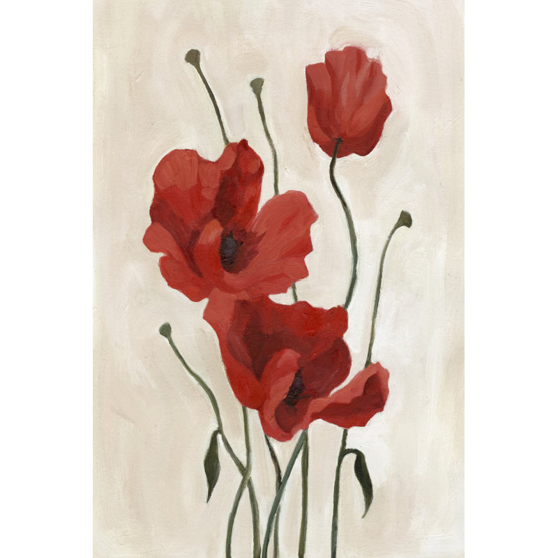 Poppy Bouquet II 1 Piece Wrapped Canvas Painting, 30cm H x 20cm W x 3.8cm D