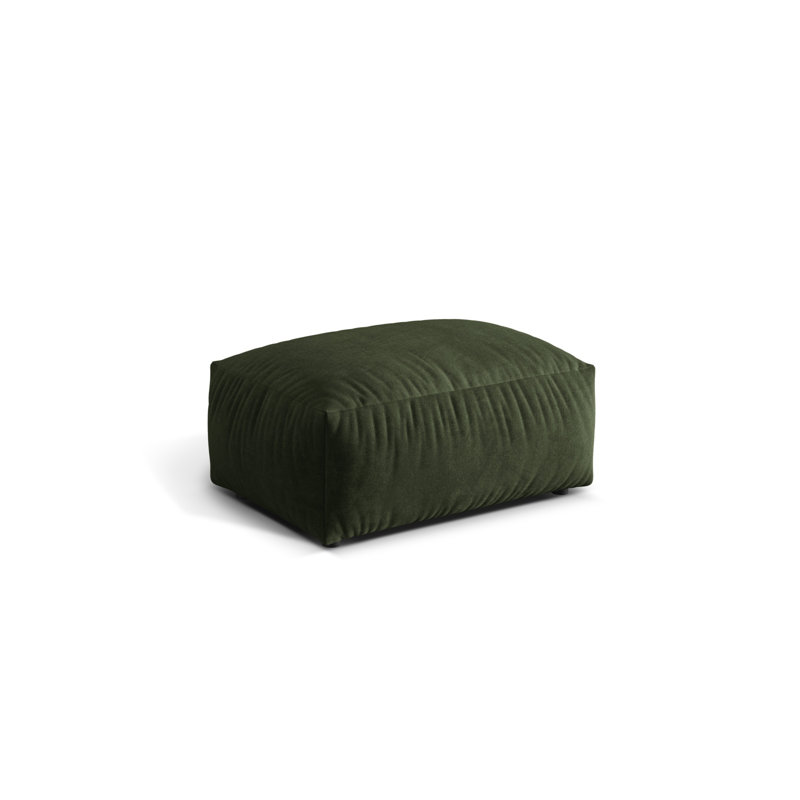 Carlens 65cm Wide Velvet Solid Colour Pouffe Ottoman, Green