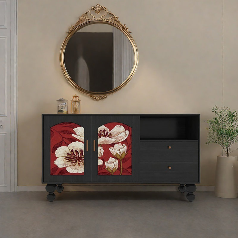 59.1in Sideboard Cabinet, Black/Red