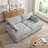 Oversized Upholstered Gray Chenille Sleeper Sofa Bed Lounge sofa with Armrests & Throw Pillows-2021870854