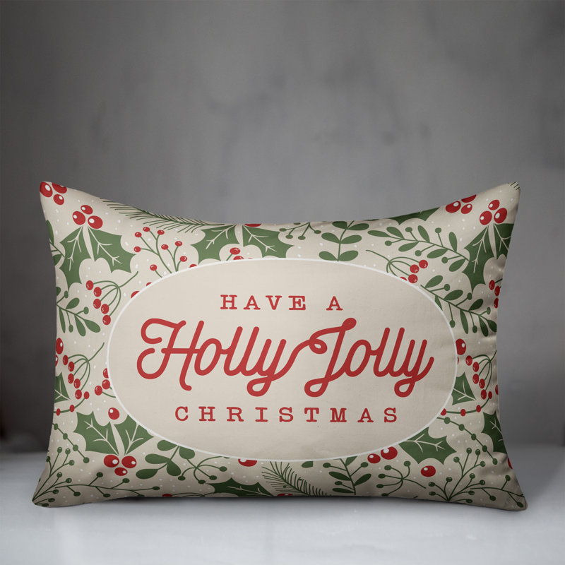  Holly Jolly Floral Rectangular Throw Cushion