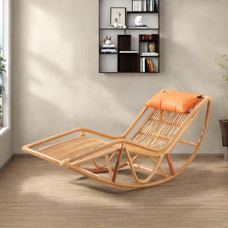 Chaise berçante confortable en rotin, Brun