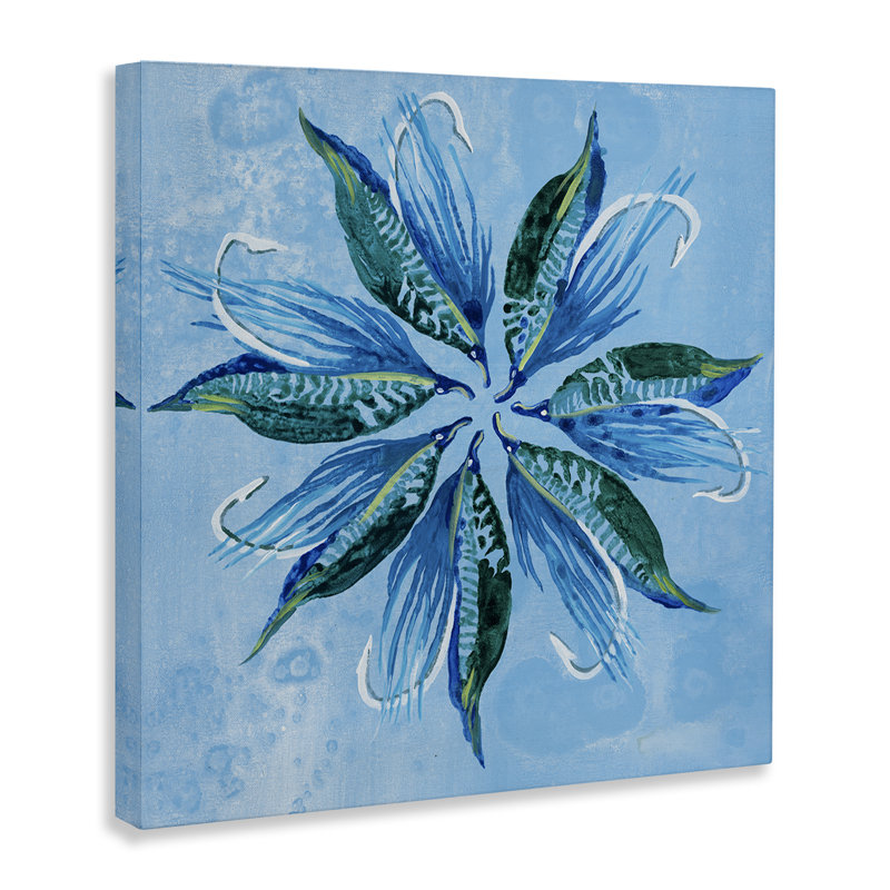 «Blue Flower Shape Design», toile par Liz Jardine, H 30 po x l 30 po