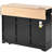 55.7'' Large kitchen island with 2 flip-top, 5-wheel rolling kitchen trolley with power outlets, foldable storage table with spice and towel rack, 3 drawers, suitable for kitchen, dining room, black-978721447
