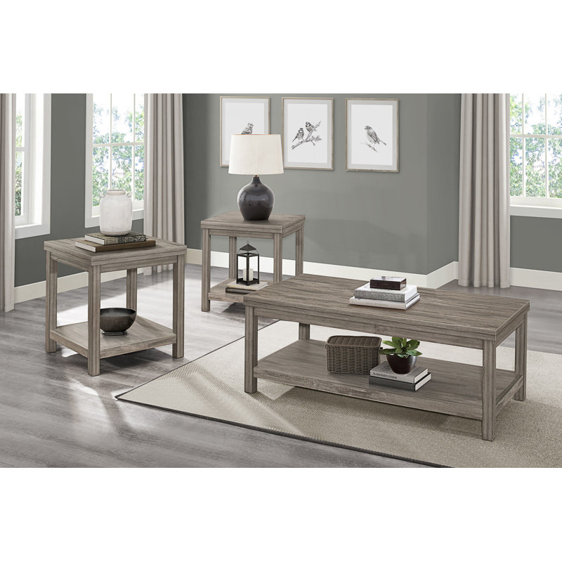 Ensemble de table transitionnelle 3 pièces, tables d'appoint, table basse de salon et 2 tables de bout, table centrale