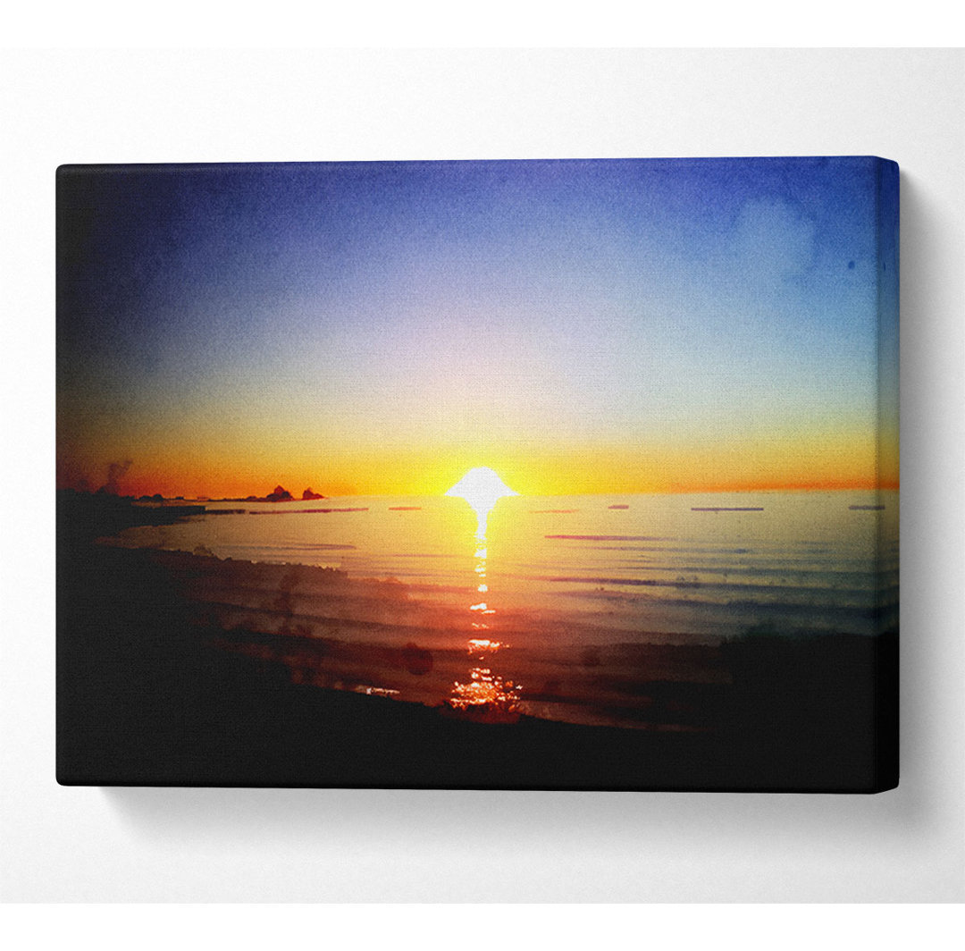 Sun Blaze Around the Ocean - Wrapped Canvas Art Prints