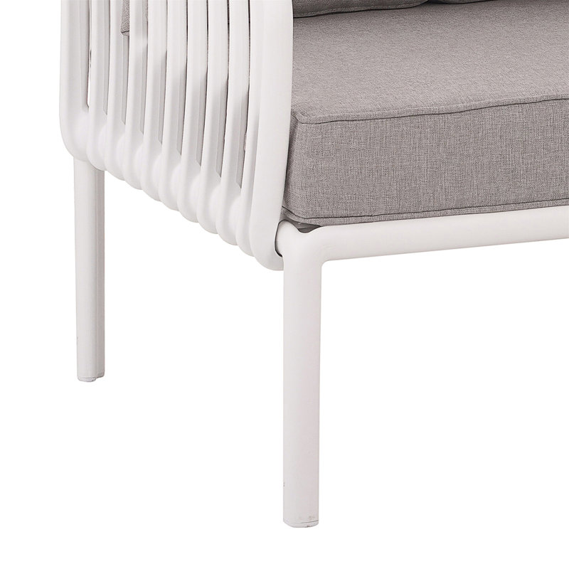Ensemble de conversation pour patio 5 pièces, 4 pièces: table, causeuse, 2 chaises, Gris clair, Blanc