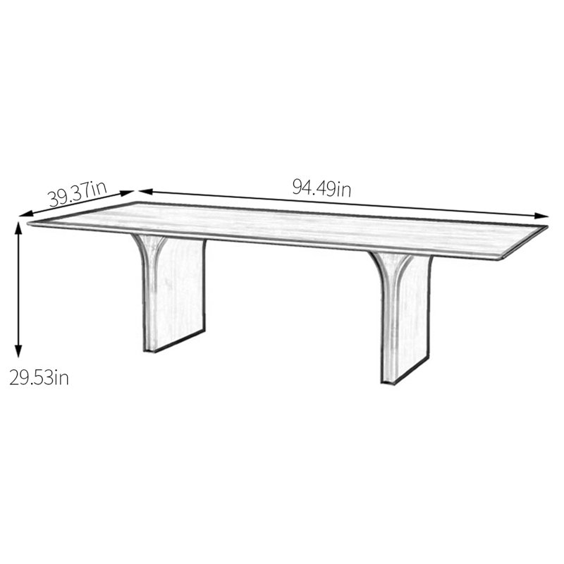 Table de salle à manger simple en bois massif, H 29,53 po x L 94,49 po x l 39,37 po