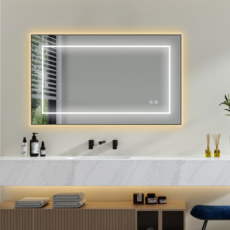 40''X24'' Rectangle LED Wall Mirror Vanity Light Mirror Anti Fog
