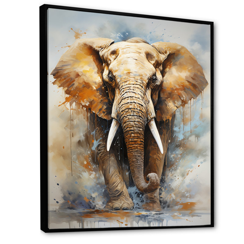 Magnifique portrait d'éléphant I, H 40 po x l 30 po x P 1,5 po, Cadre flottant noir