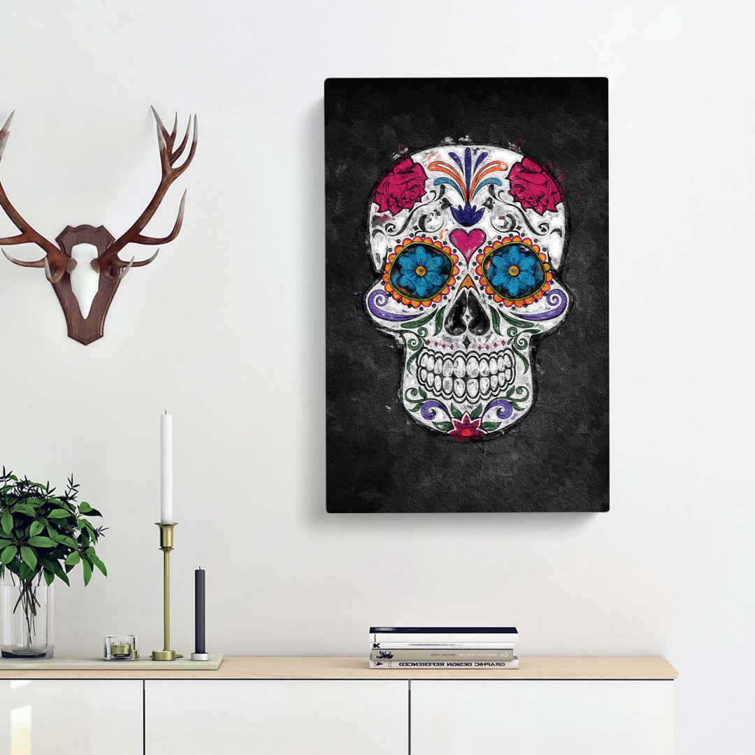Floral Sugar Skull - Wrapped Canvas