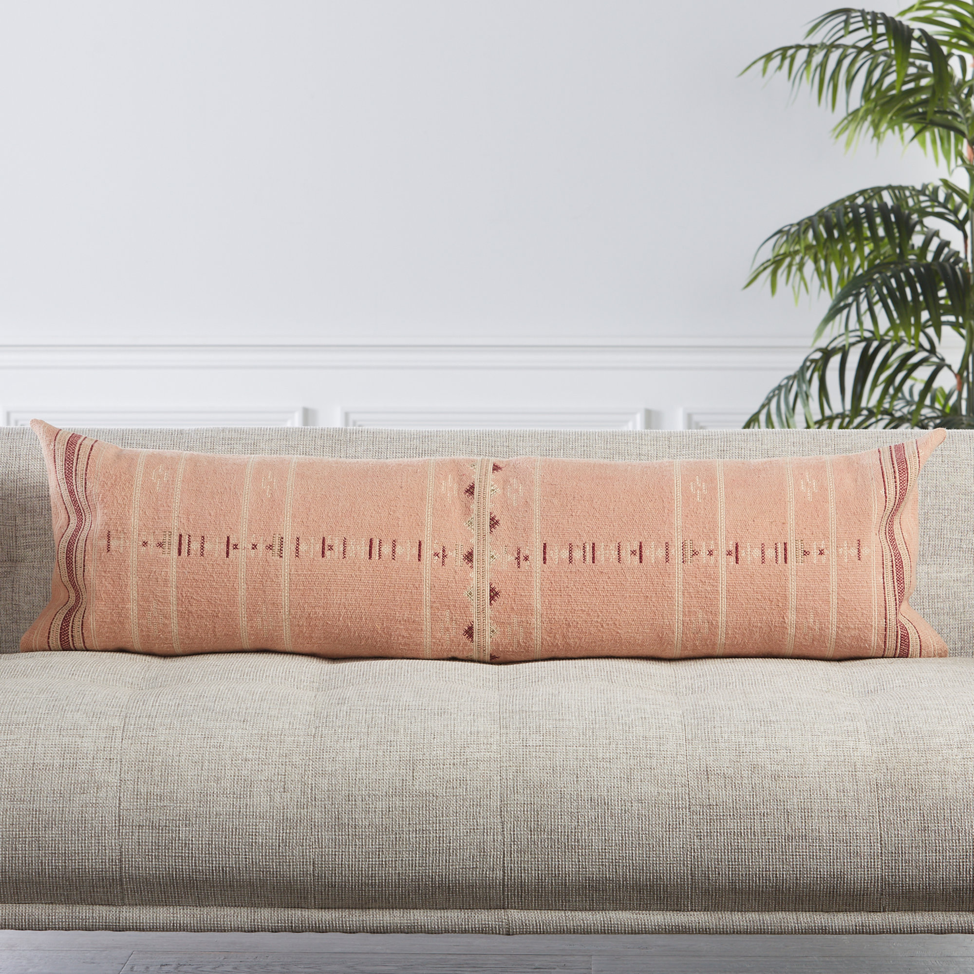 Mikes Handmade Tribal Blush And Ivory Lumbar Pillow Cover, 100% Poly Fill