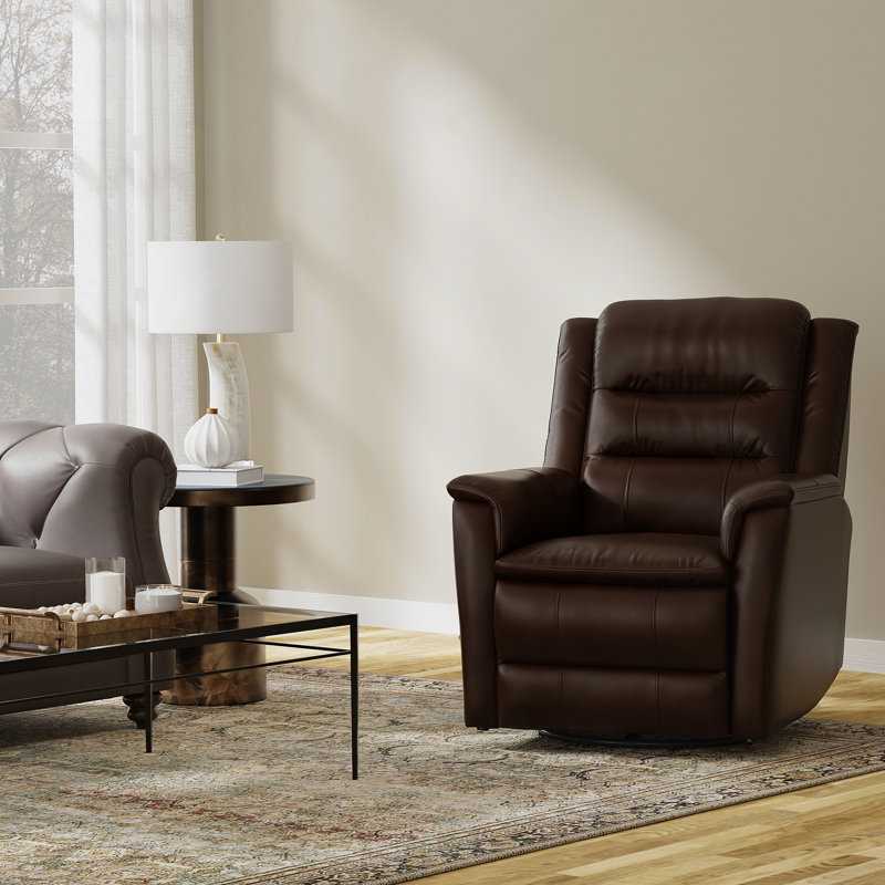 Fauteuil inclinable et oscillant Global Home, Cuir fleur brun