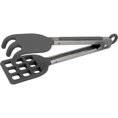 Tovolo Mini Waffle Tongs with Pronged Silicone Tips for Waffles and Air Fryer, Charcoal