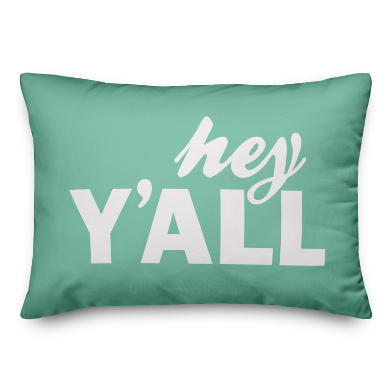  Hey Y'all Outdoor Rectangular Pillow Cover & Insert, Mint Green