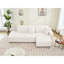 En forme de L à 3 places d'inspiration scandinave avec coussins décoratifs, revêtement en laine, rembourrage en mousse, options de sièges flexibles en laine d'angle beige, fonction réversible, rembourrage haute densité-1115627315-1284188771