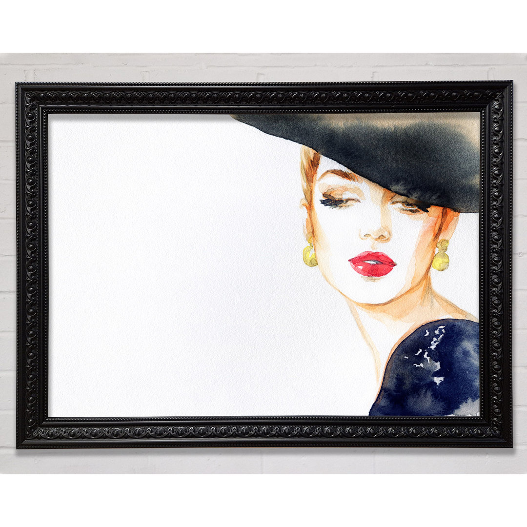 Woman In A Hat Beauty - Einzelner Bilderrahmen Kunstdrucke