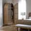 Armoire de rangement en bois et rotin