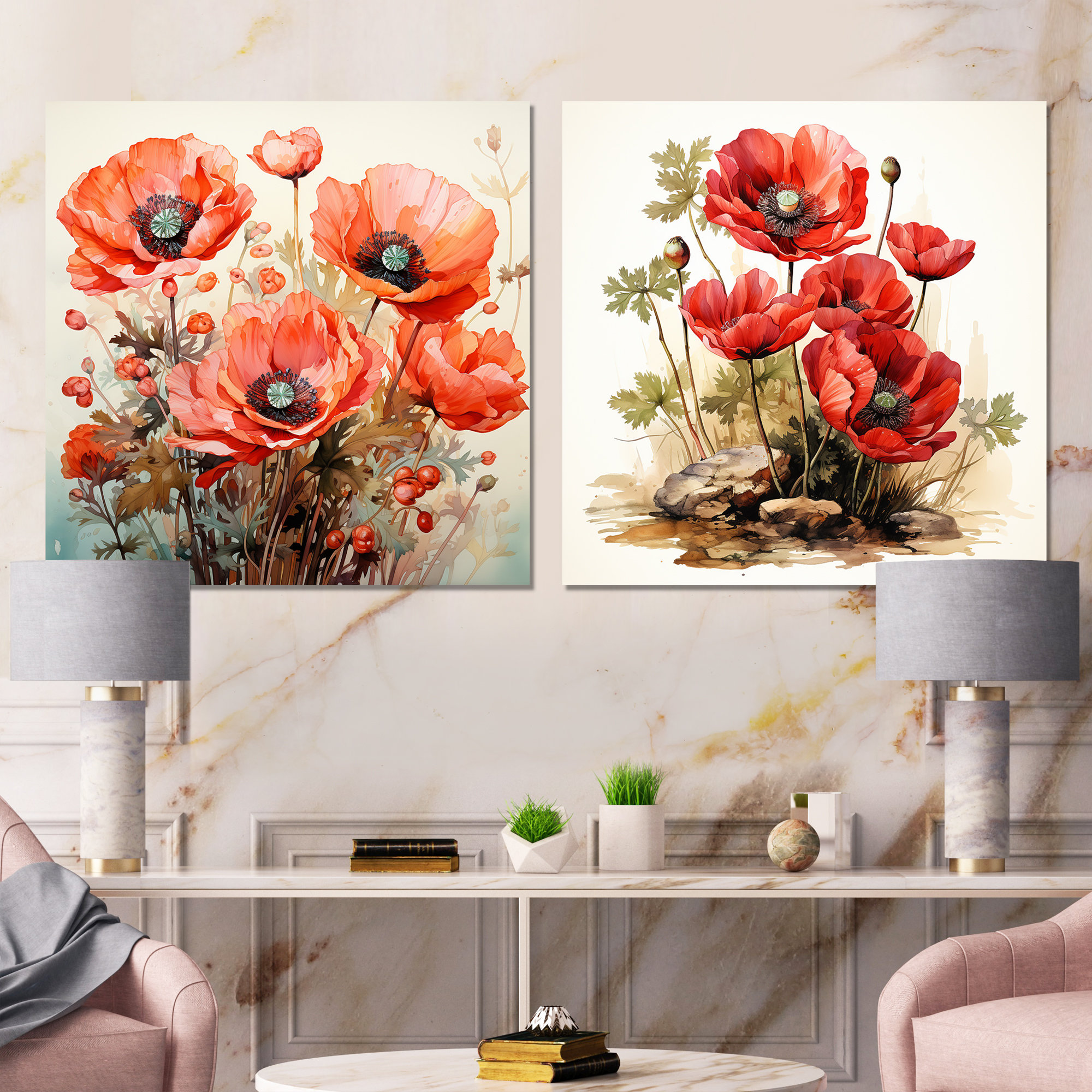 Red Barrel Studio® Red Serene Poppy Meadows I - Poppy Canvas Wall Art ...