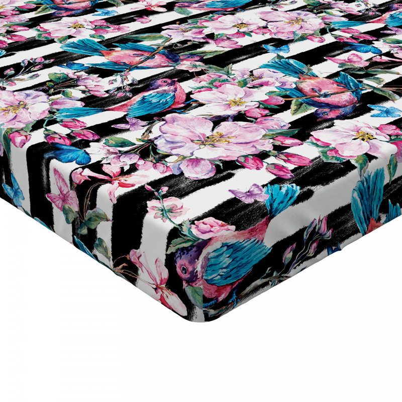 Microfiber Floral Fitted Sheet, Twin Fitted Sheet