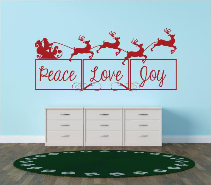 Décalcomanie murale paix love joy, Rouge, H 8 po x l 20 po x P 0,16 po